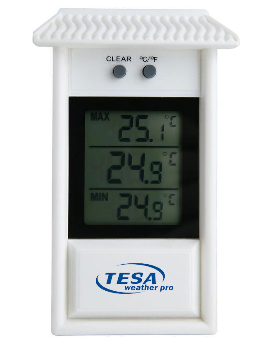Digital thermometer with TESA logo on a white background