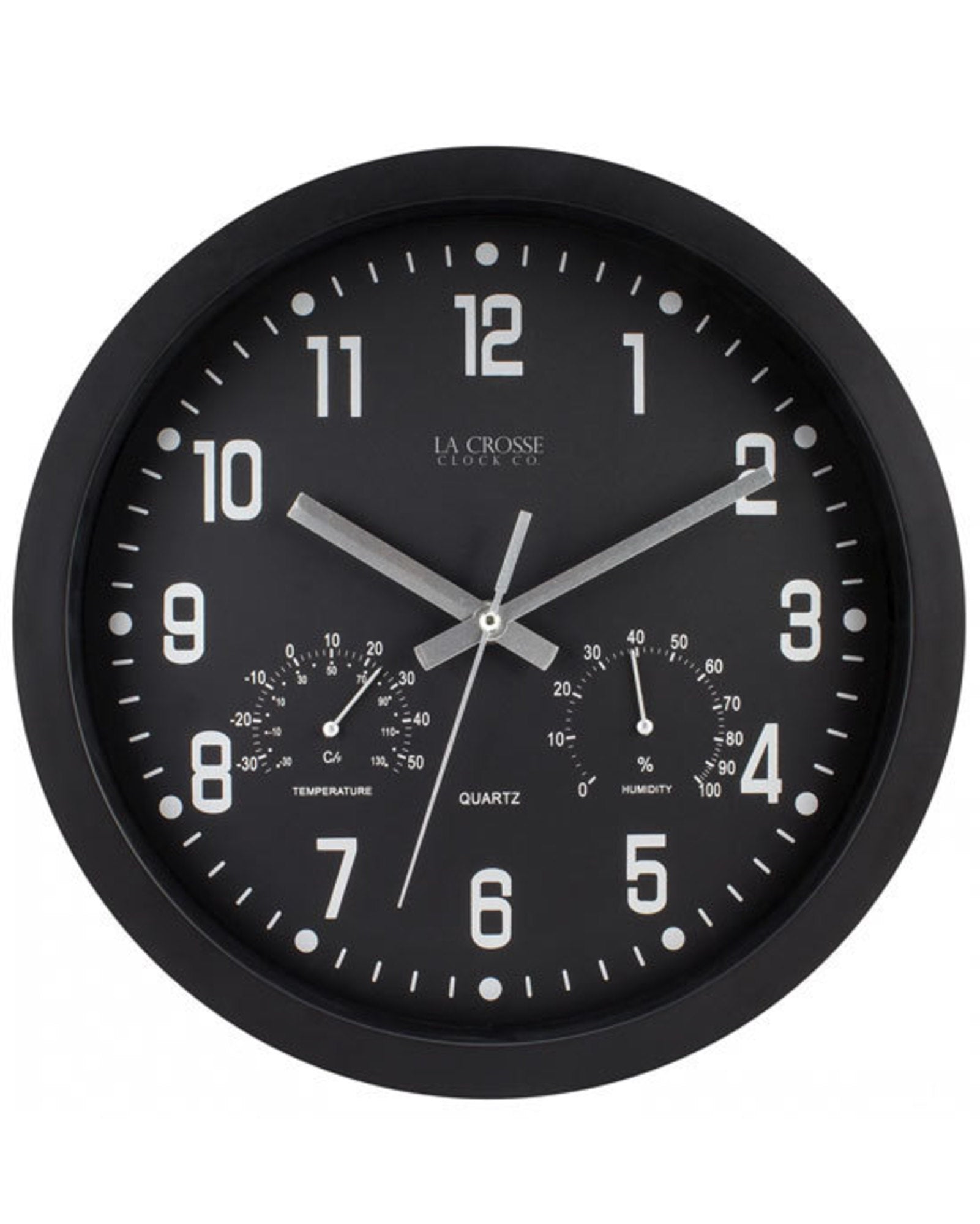 404-2631 La Crosse 30cm Inkwell Wall Clock with Temp and Humidity