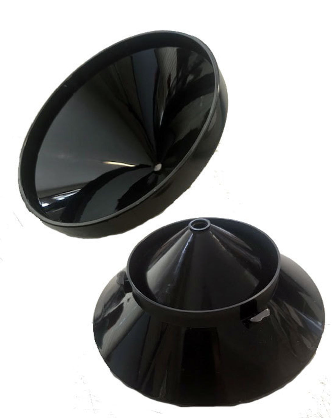 Two replacement funnels for a rain measuring weather station