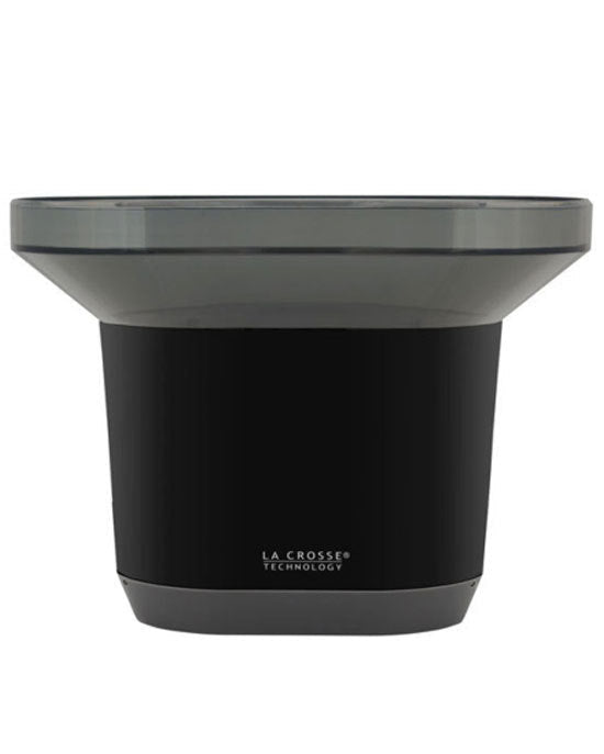 Black and gray outdoor weather station component with 'La Crosse Technology' branding on a white background.