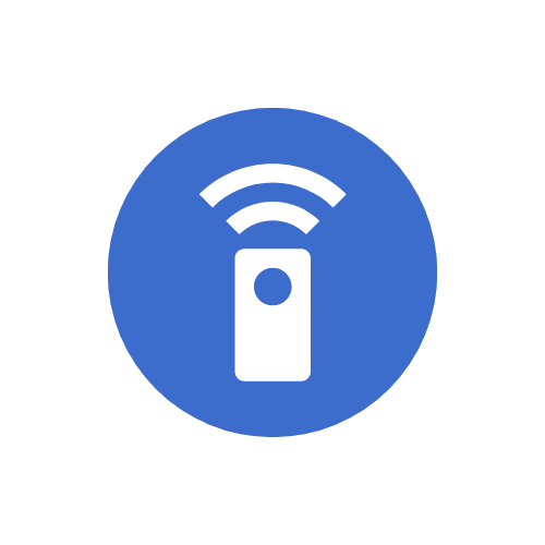Wi-Fi symbol inside a blue circle on a white background