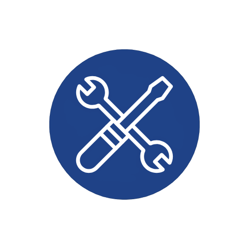 Blue circle with crossed wrenches icon